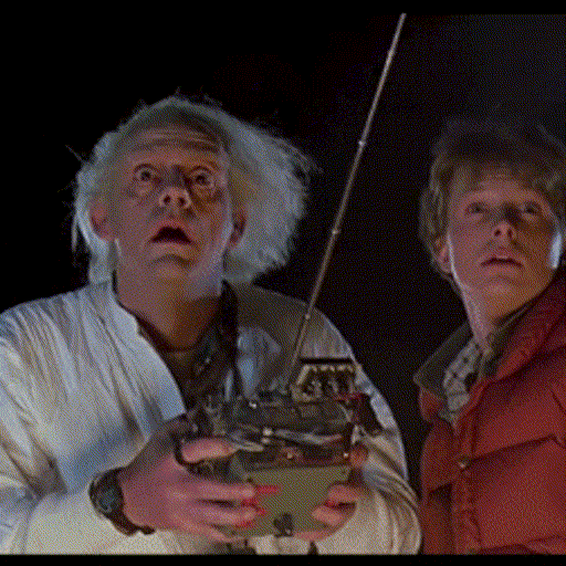 Marty and Doc Brown (from BTTF movie) various epoch
